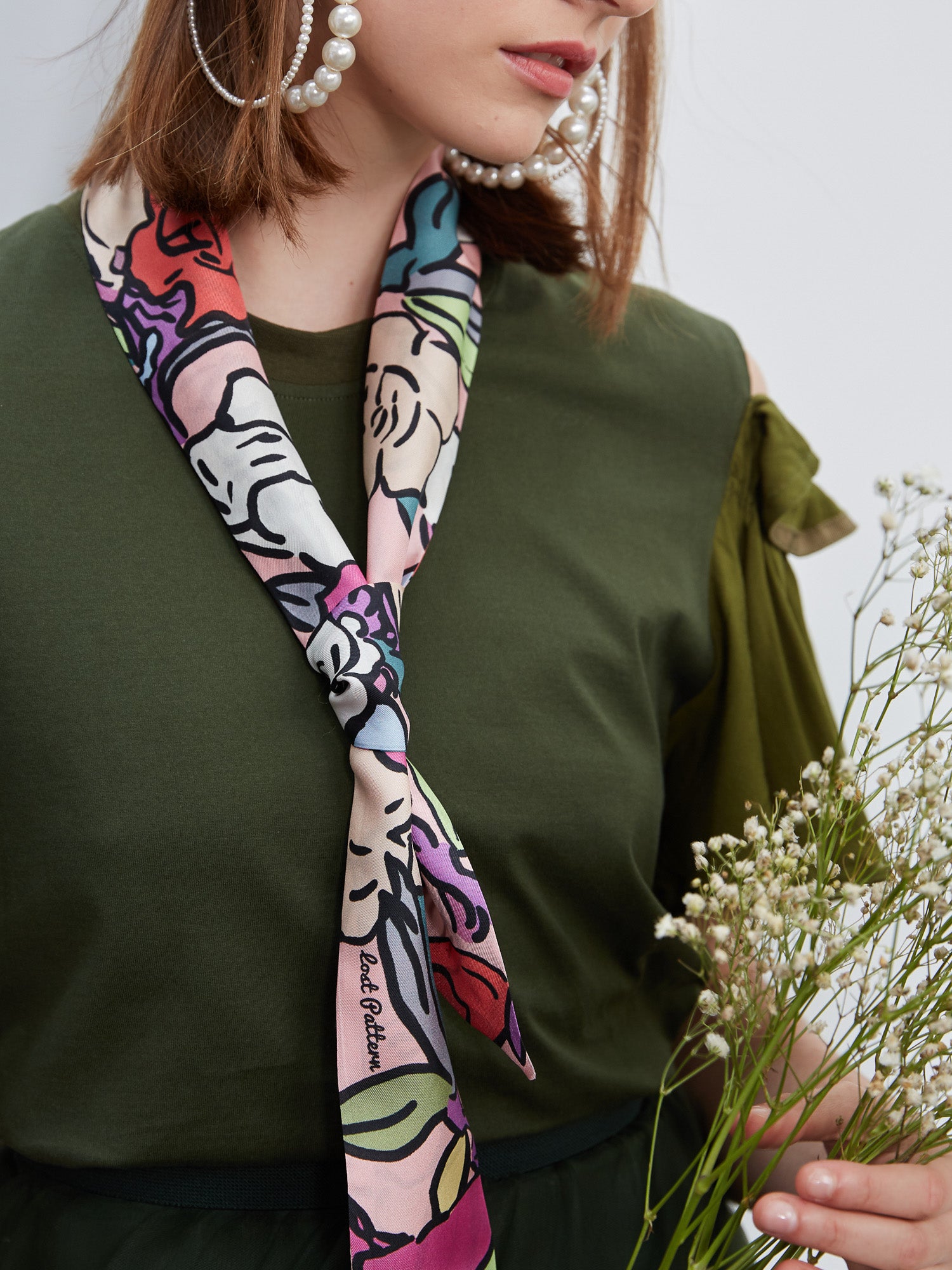 "Azalea" Silk Twill Skinny Scarf