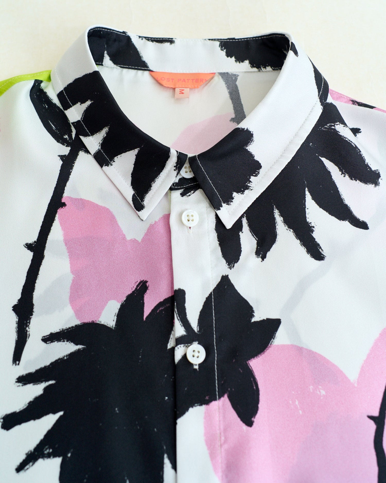 "Frida's Dream" Oversized Silk Hawaii Shirt - Pink & Black - XS - LOST PATTERN Shirt