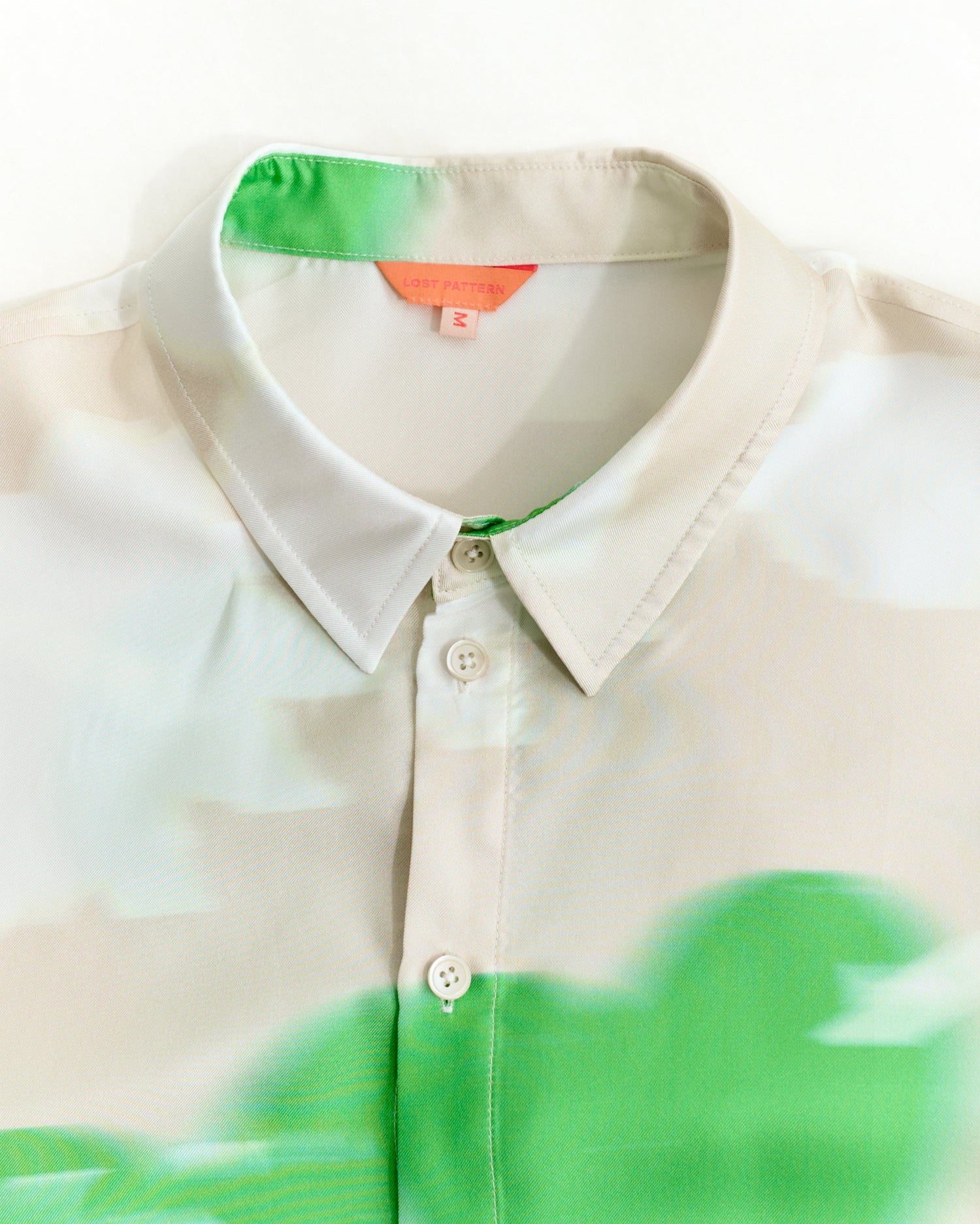 "Frida's Dream " Oversized Silk Hawaii Shirt - Green & Cream - XS - LOST PATTERN Shirt