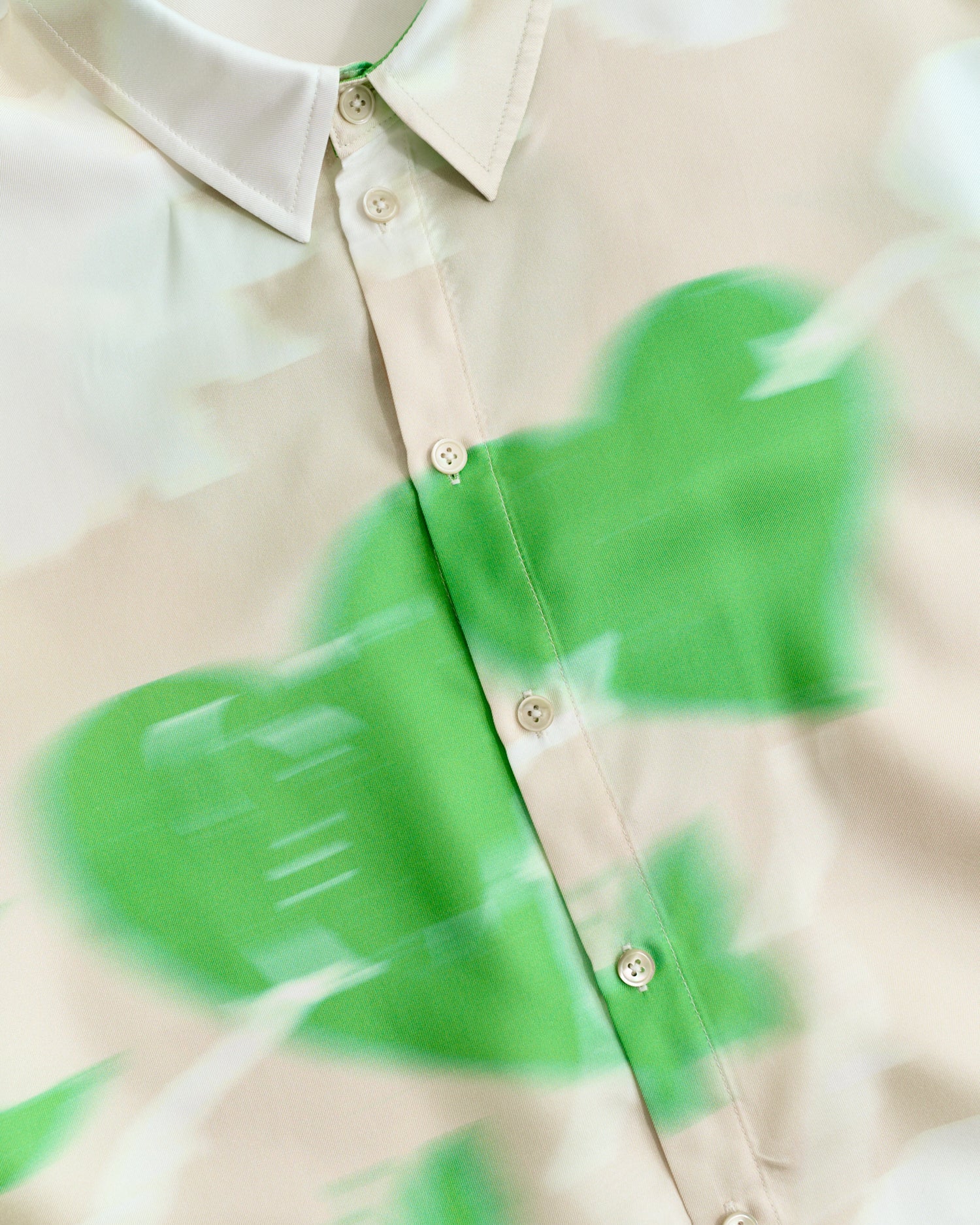 "Frida's Dream " Oversized Silk Hawaii Shirt - Green & Cream - XS - LOST PATTERN Shirt