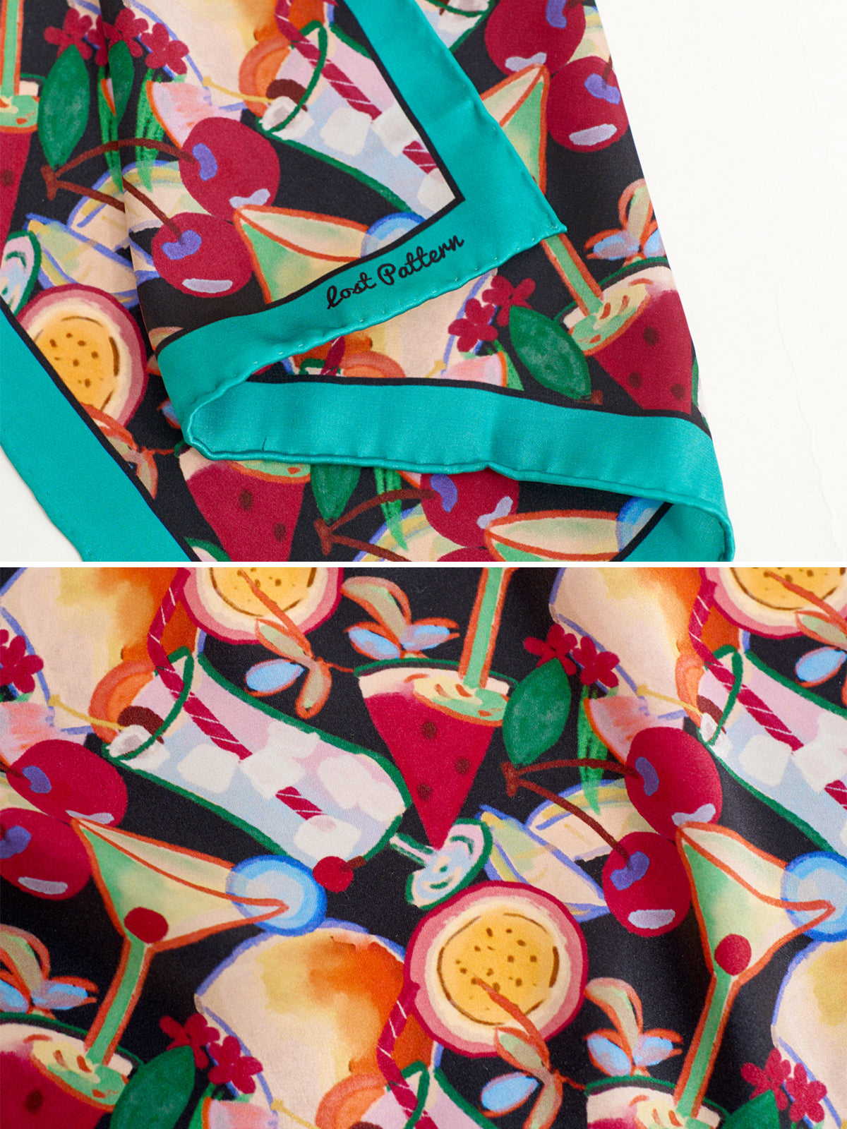 "Party Time" Silk Pocket Square - Deep Blue - LOST PATTERN Silk Pocket Square