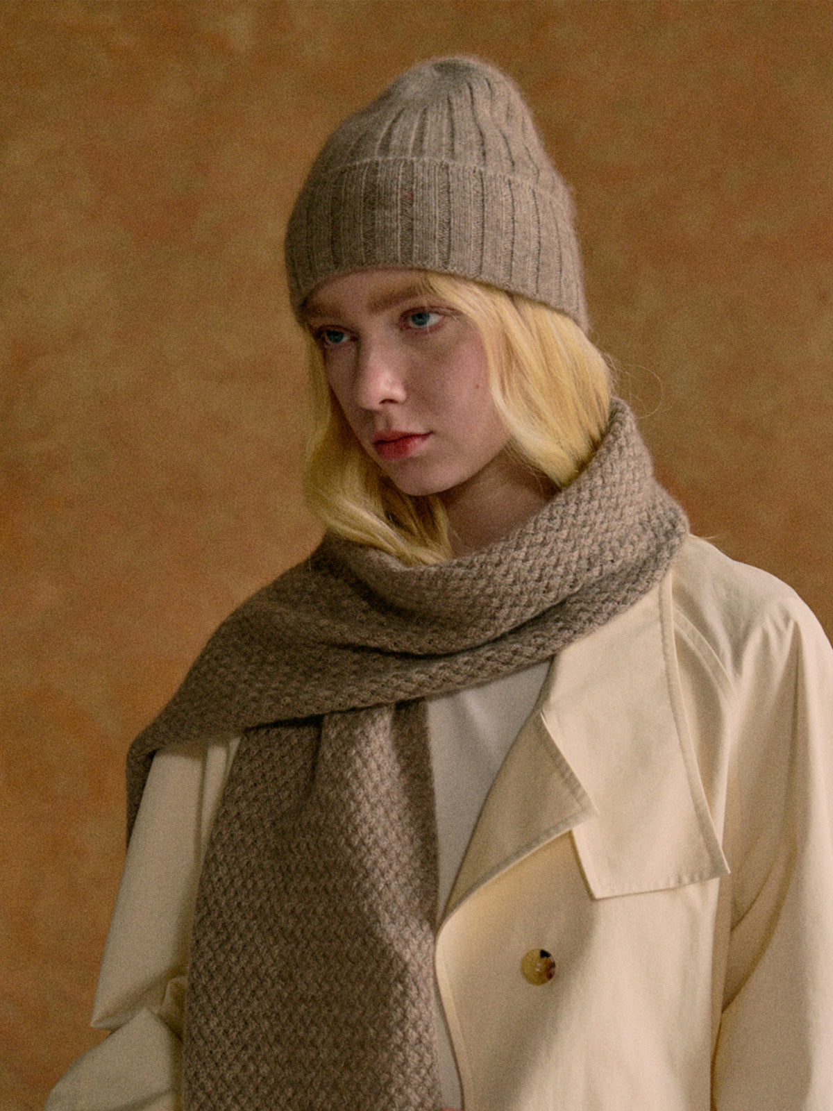 "Warmth Whisper" Cashmere Scarf & Beanie Hat Gift Set - Steel Grey - Steel Grey - LOST PATTERN Cashmere