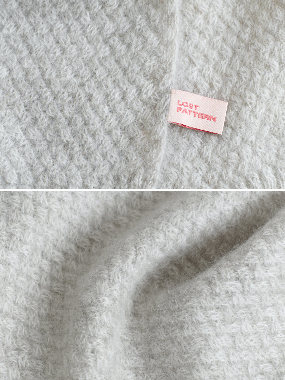 "Warmth Whisper" Waffle Knit Cashmere Scarf - Light Grey - Light Grey - LOST PATTERN Cashmere