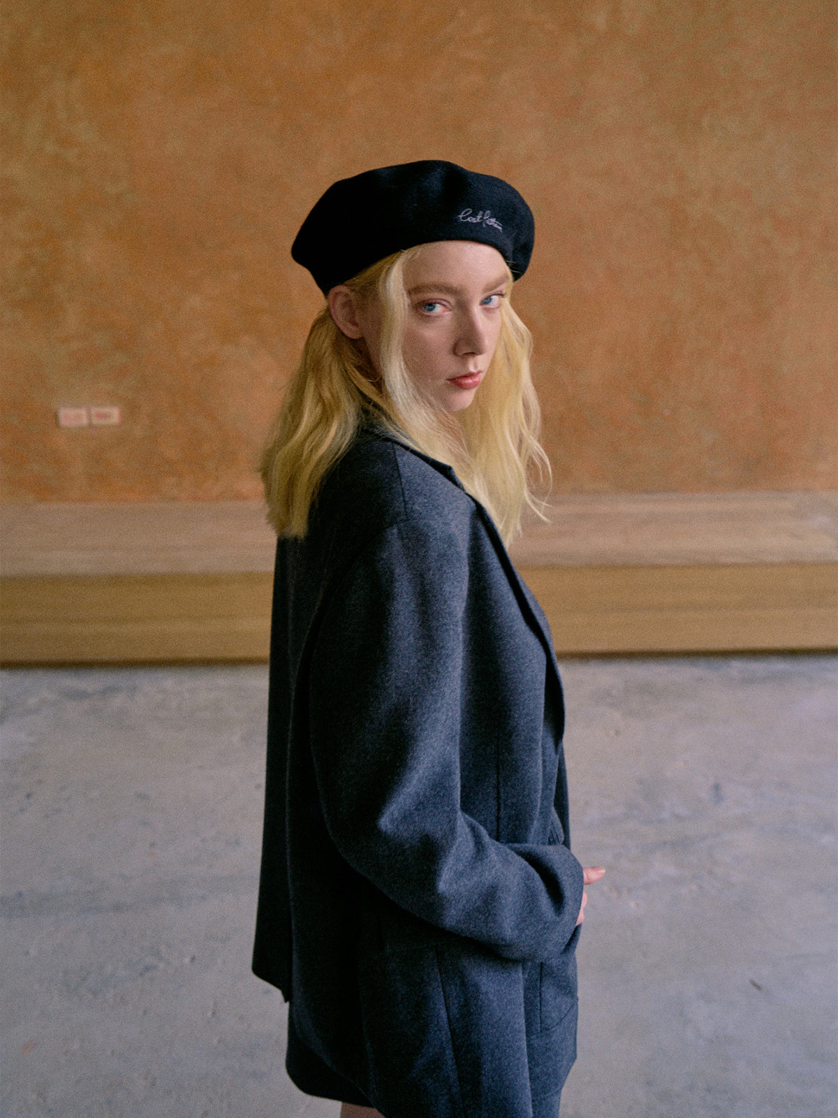 "Bon Chic" Wool Beret - Black - Black - LOST PATTERN Cashmere