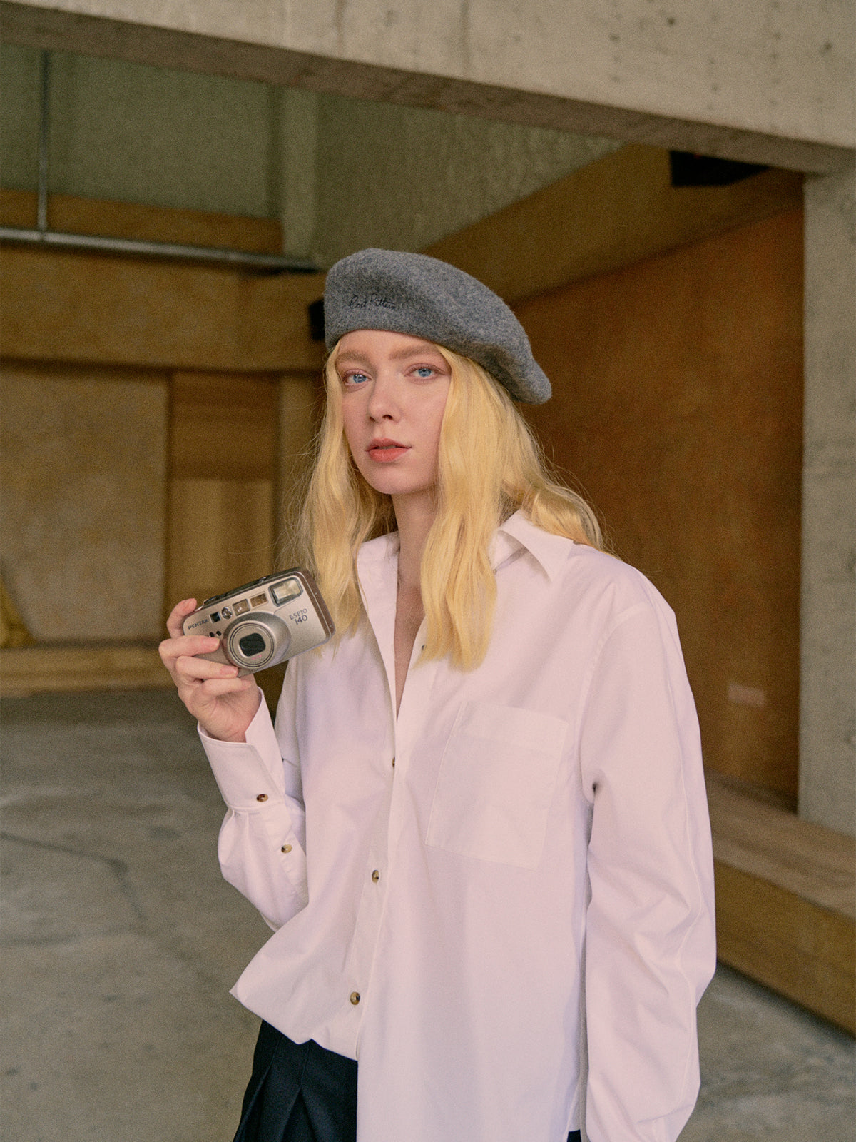 "Bon Chic" Wool Beret - Grey - Grey - LOST PATTERN Cashmere