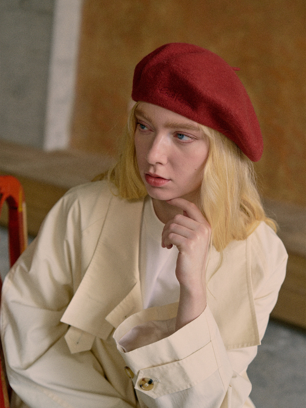 "Bon Chic" Wool Beret- Bordeaux Red - Bordeaux Red - LOST PATTERN Cashmere