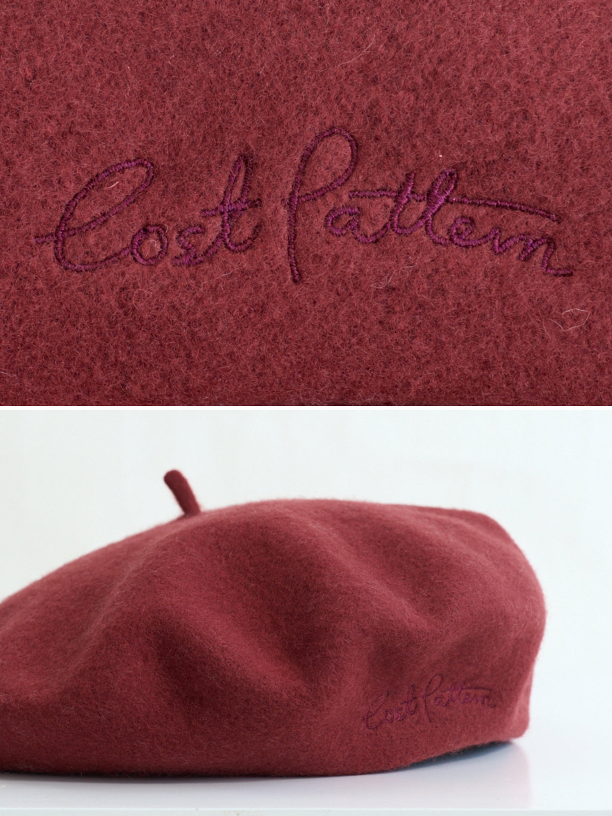 "Bon Chic" Wool Beret- Bordeaux Red - Bordeaux Red - LOST PATTERN Cashmere
