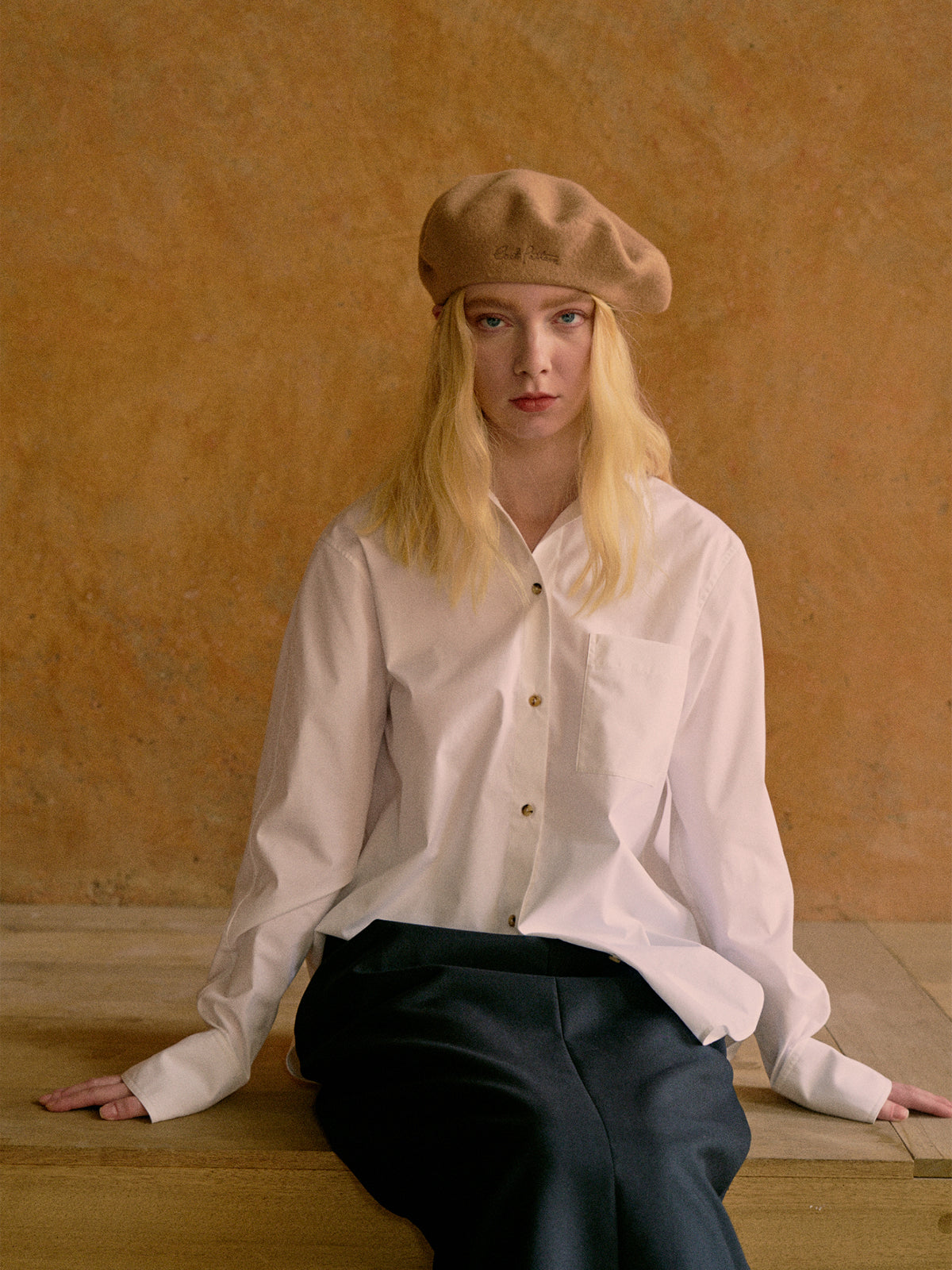 "Bon Chic" Wool Beret - Light Camel - Light Camel - LOST PATTERN Cashmere