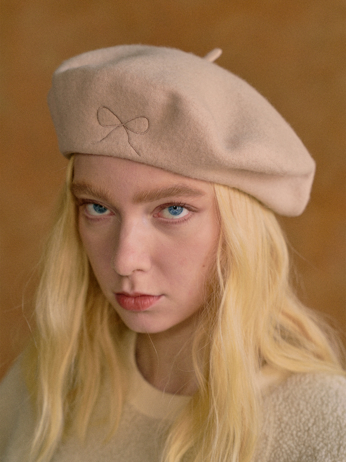 "Bon Chic" Wool Beret - Beige - Beige - LOST PATTERN Cashmere