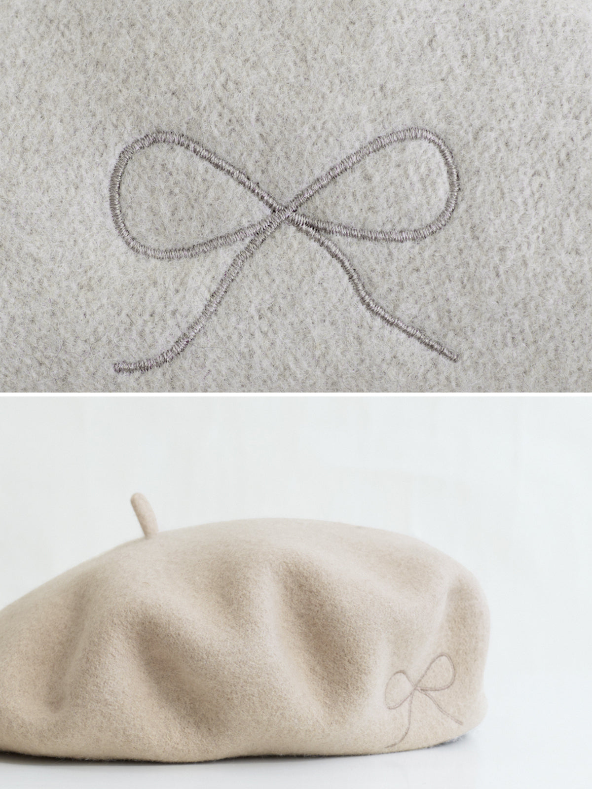 "Bon Chic" Wool Beret - Beige - Beige - LOST PATTERN Cashmere