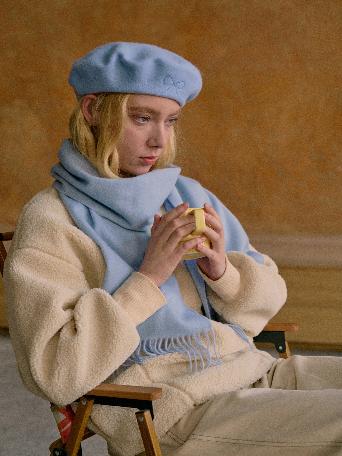 "Bon Chic" Wool Beret - Sky Blue - Sky Blue - LOST PATTERN Cashmere