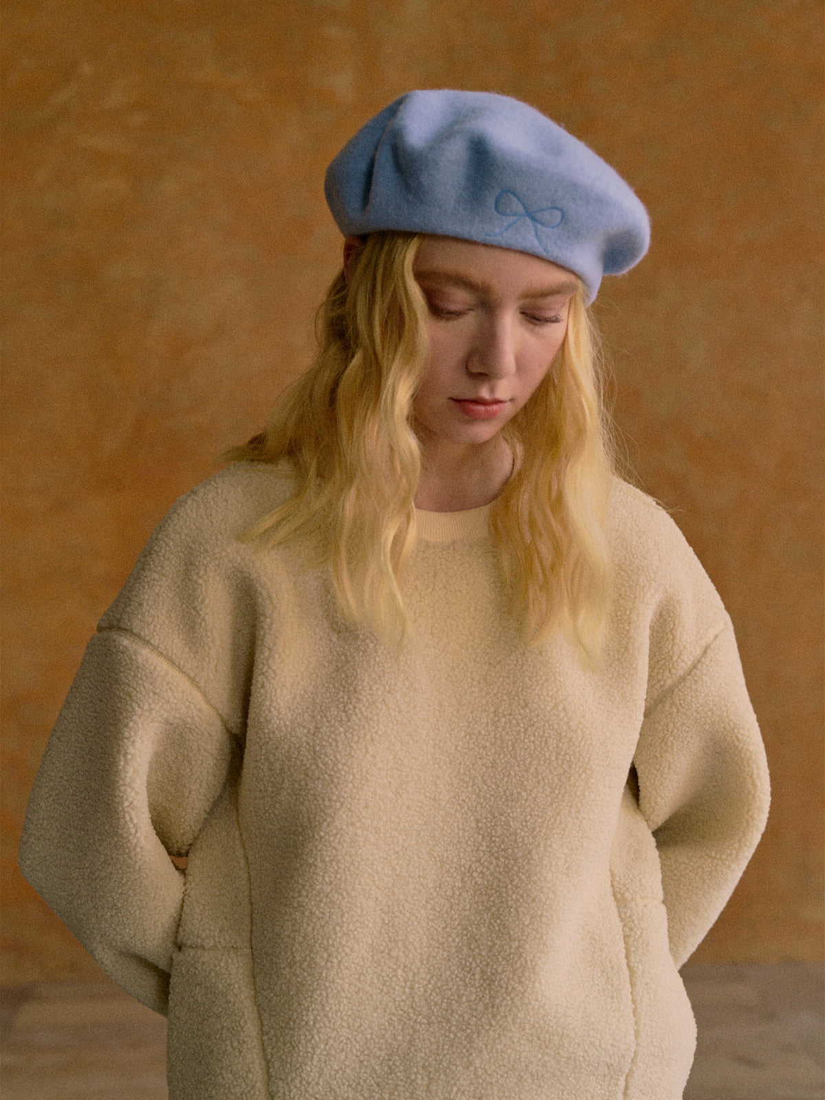 "Bon Chic" Wool Beret - Sky Blue - Sky Blue - LOST PATTERN Cashmere