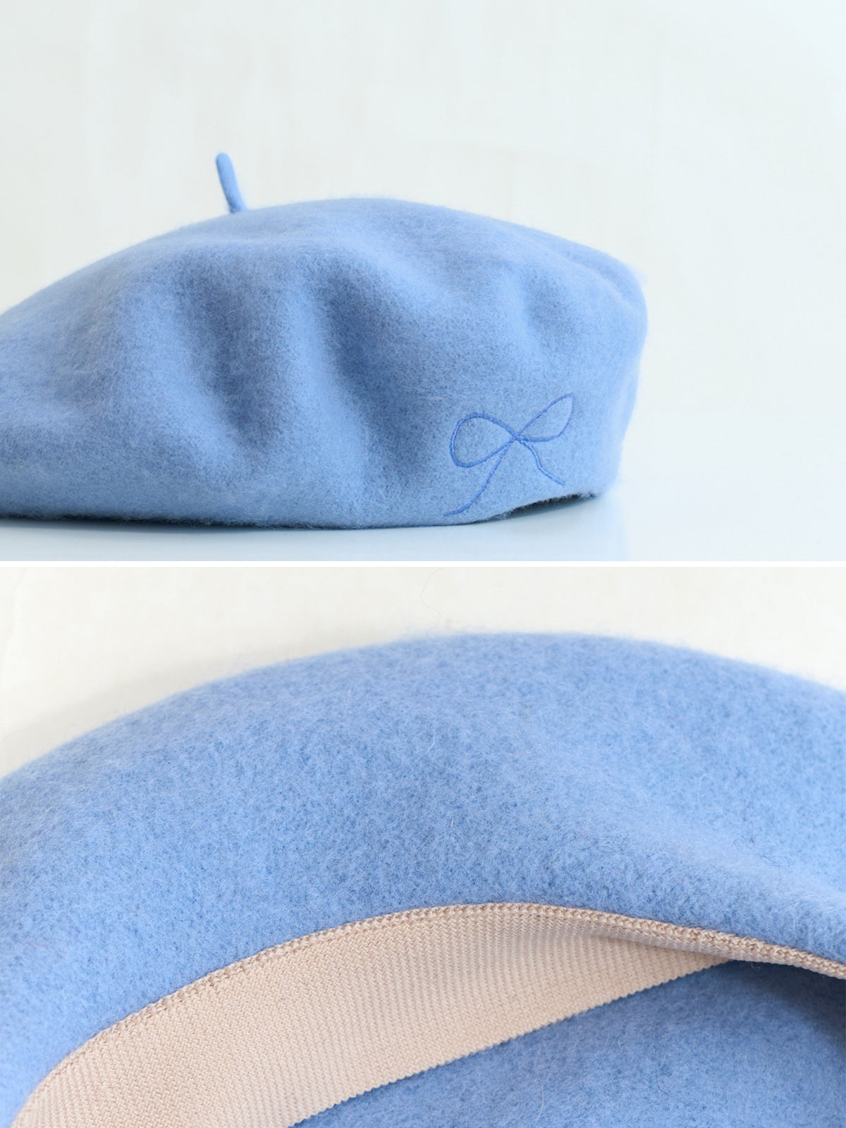 "Bon Chic" Wool Beret - Sky Blue - Sky Blue - LOST PATTERN Cashmere