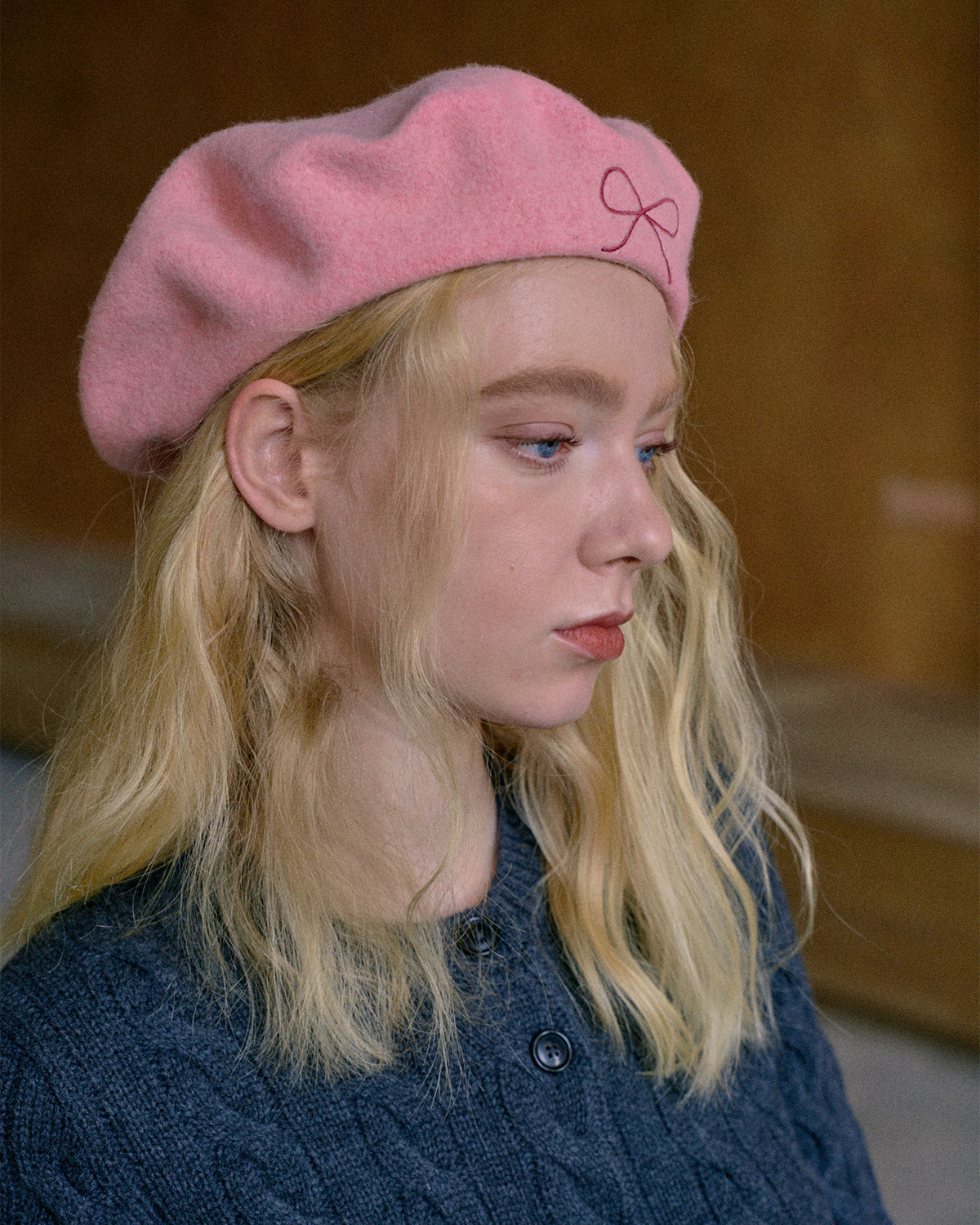 "Bon Chic" Wool Beret- Pink - Pink - LOST PATTERN Cashmere