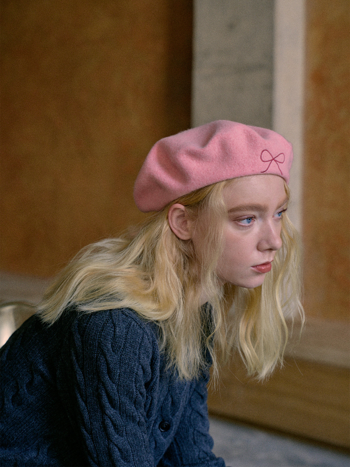 "Bon Chic" Wool Beret- Pink - Pink - LOST PATTERN Cashmere
