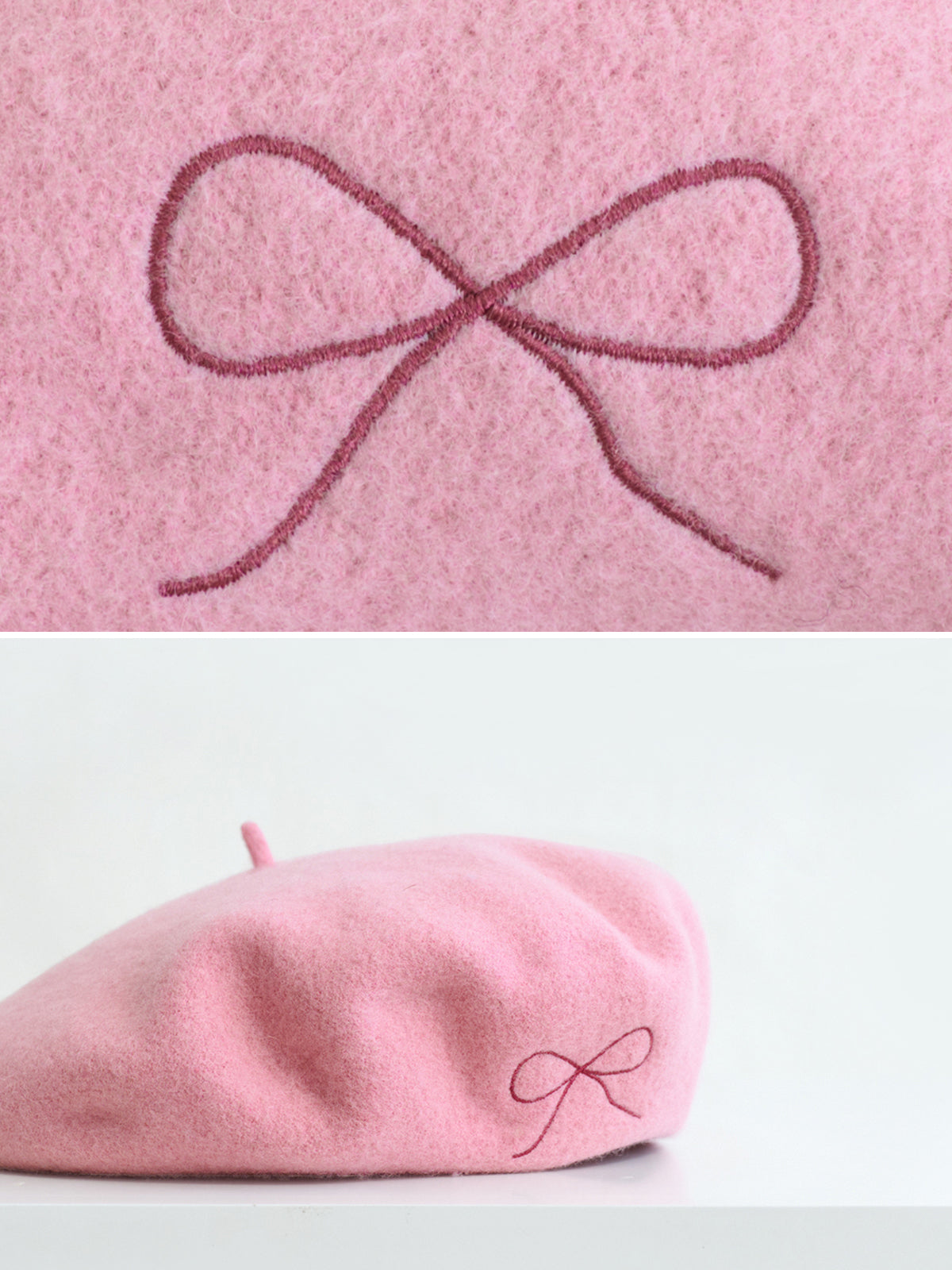 "Bon Chic" Wool Beret- Pink - Pink - LOST PATTERN Cashmere