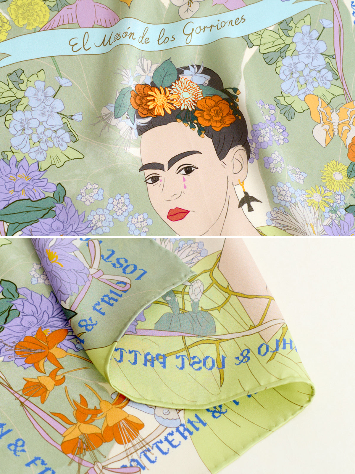 "Los Amores de Frida" Silk Pocket Square - Pastel - Pastel - LOST PATTERN Silk Pocket Square