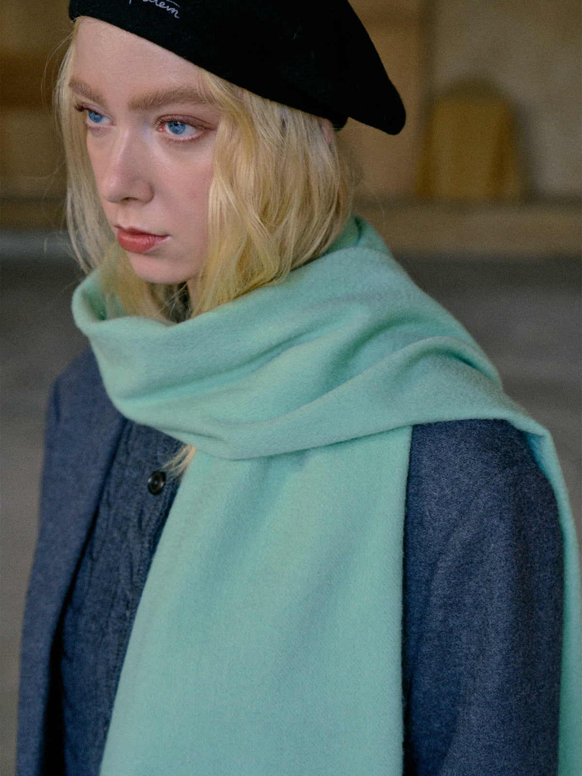 "Lost in Warmth" Classic Cashmere Scarf - Green - Green - LOST PATTERN Cashmere