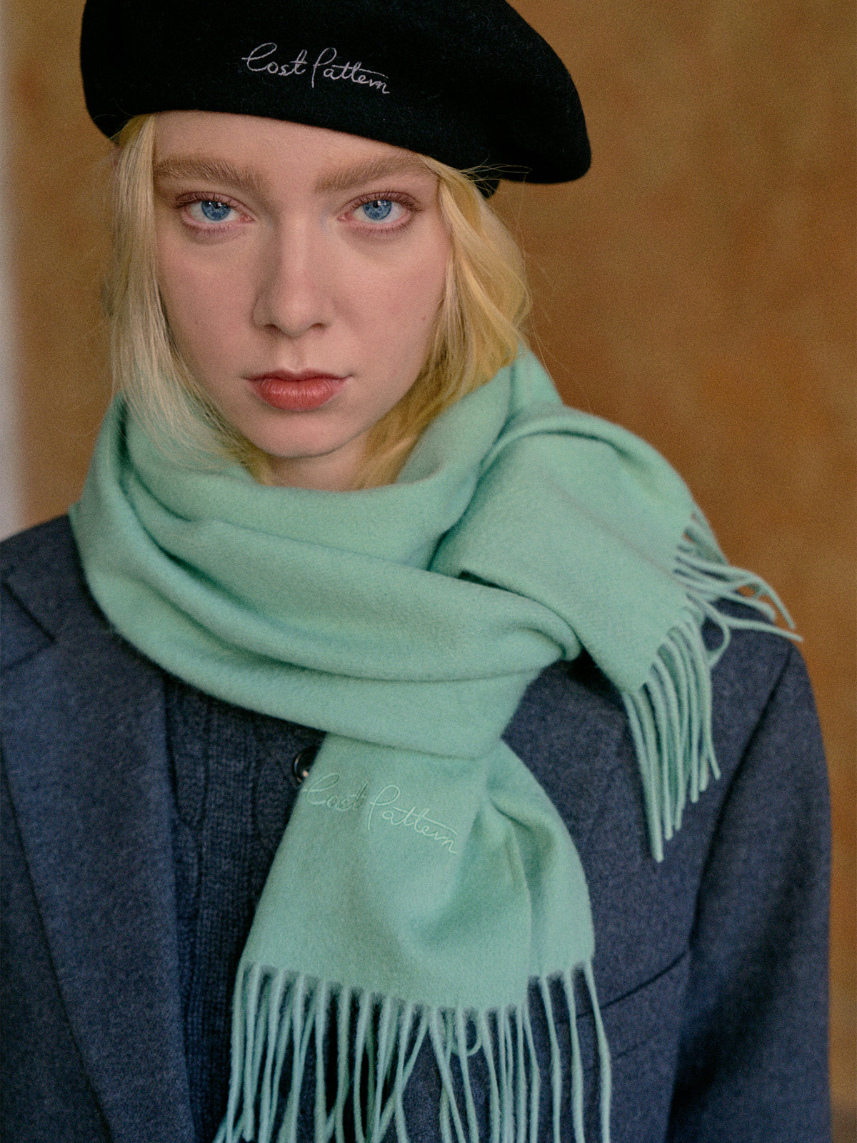 "Lost in Warmth" Classic Cashmere Scarf - Green - Green - LOST PATTERN Cashmere