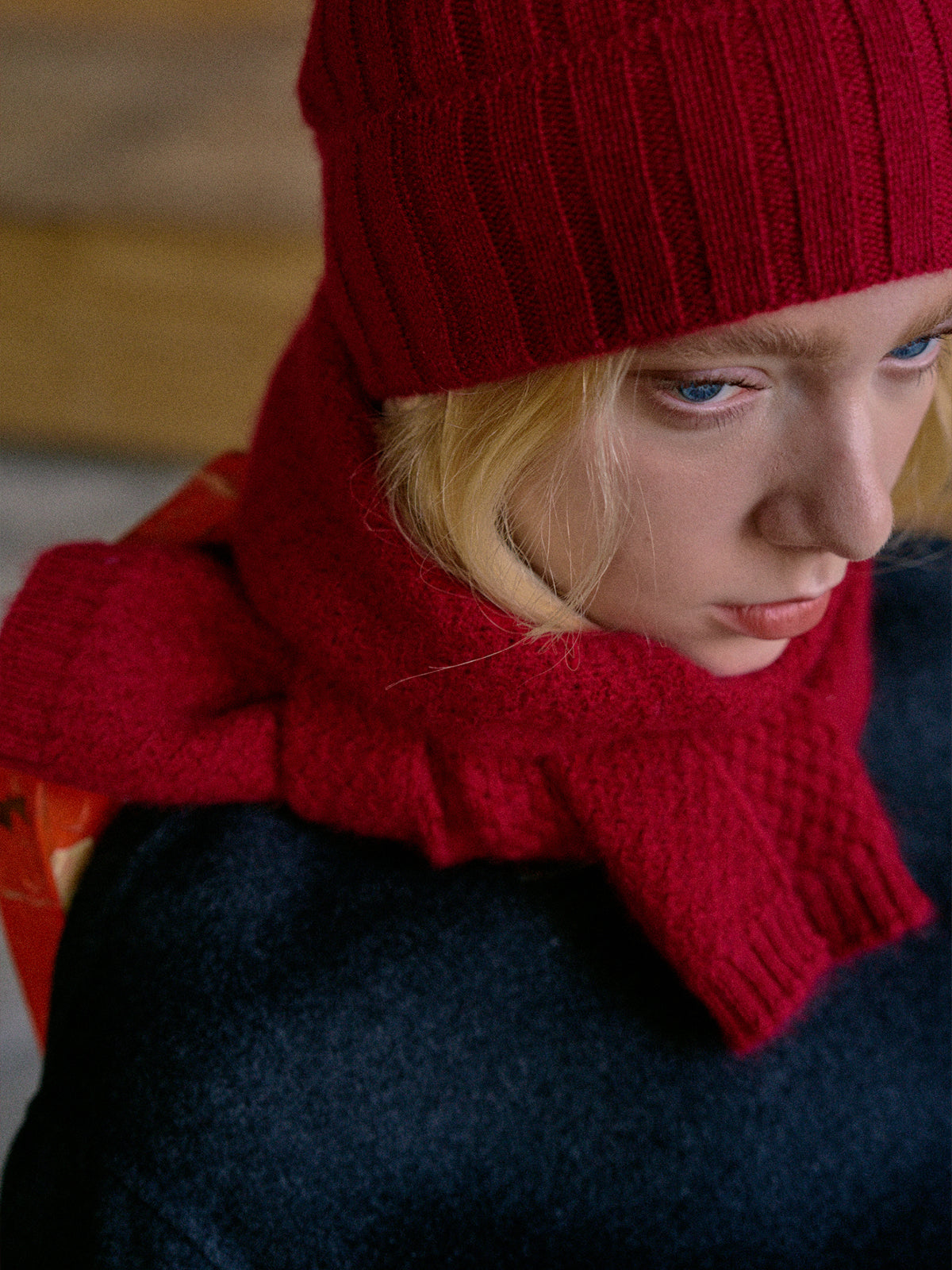 "Warmth Whisper" Cashmere Scarf & Beanie Hat Gift Set - Red - Red - LOST PATTERN Cashmere