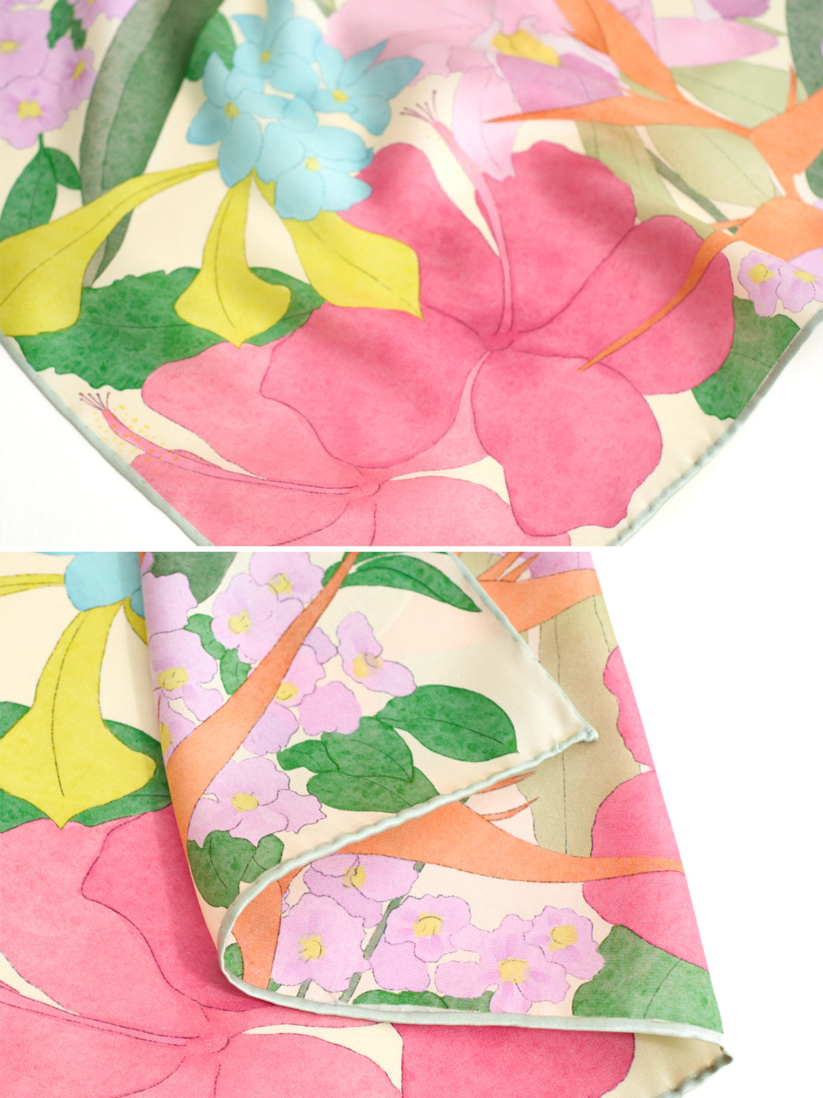 "Cartagena" Silk Pocket Square - Champagne - LOST PATTERN Silk Pocket Square