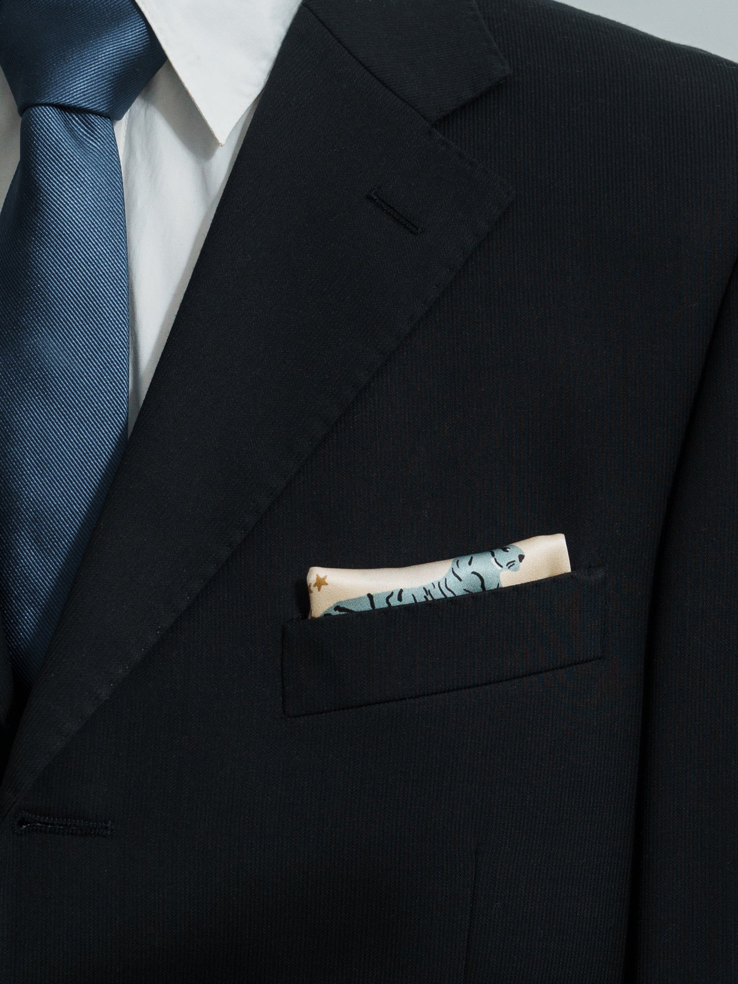 "Neon Tiger" Silk Pocket Square - Blue - LOST PATTERN Silk Pocket Square