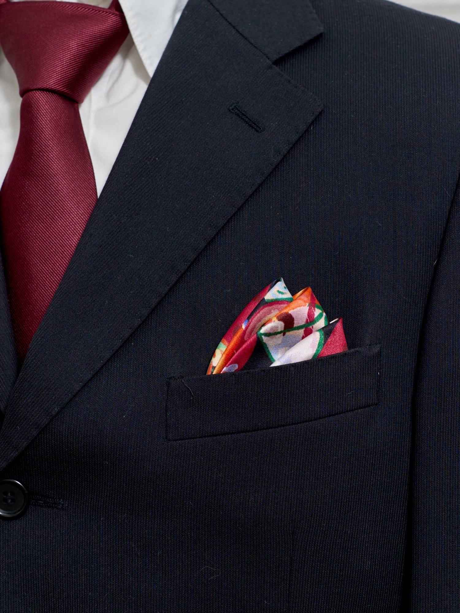 "Party Time" Silk Pocket Square - Deep Blue - LOST PATTERN Silk Pocket Square