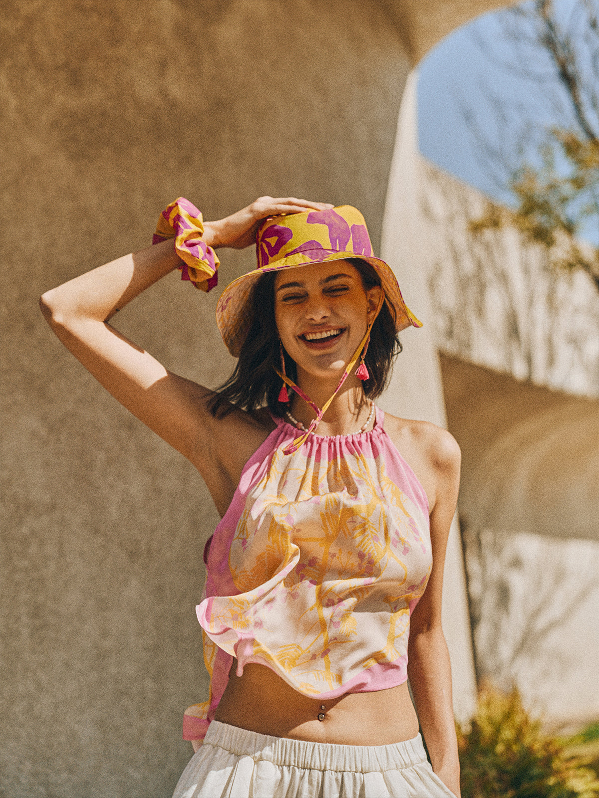 "Tropical Bliss" Reversible Sun Hat - Golden Hour - Yellow - LOST PATTERN Hats