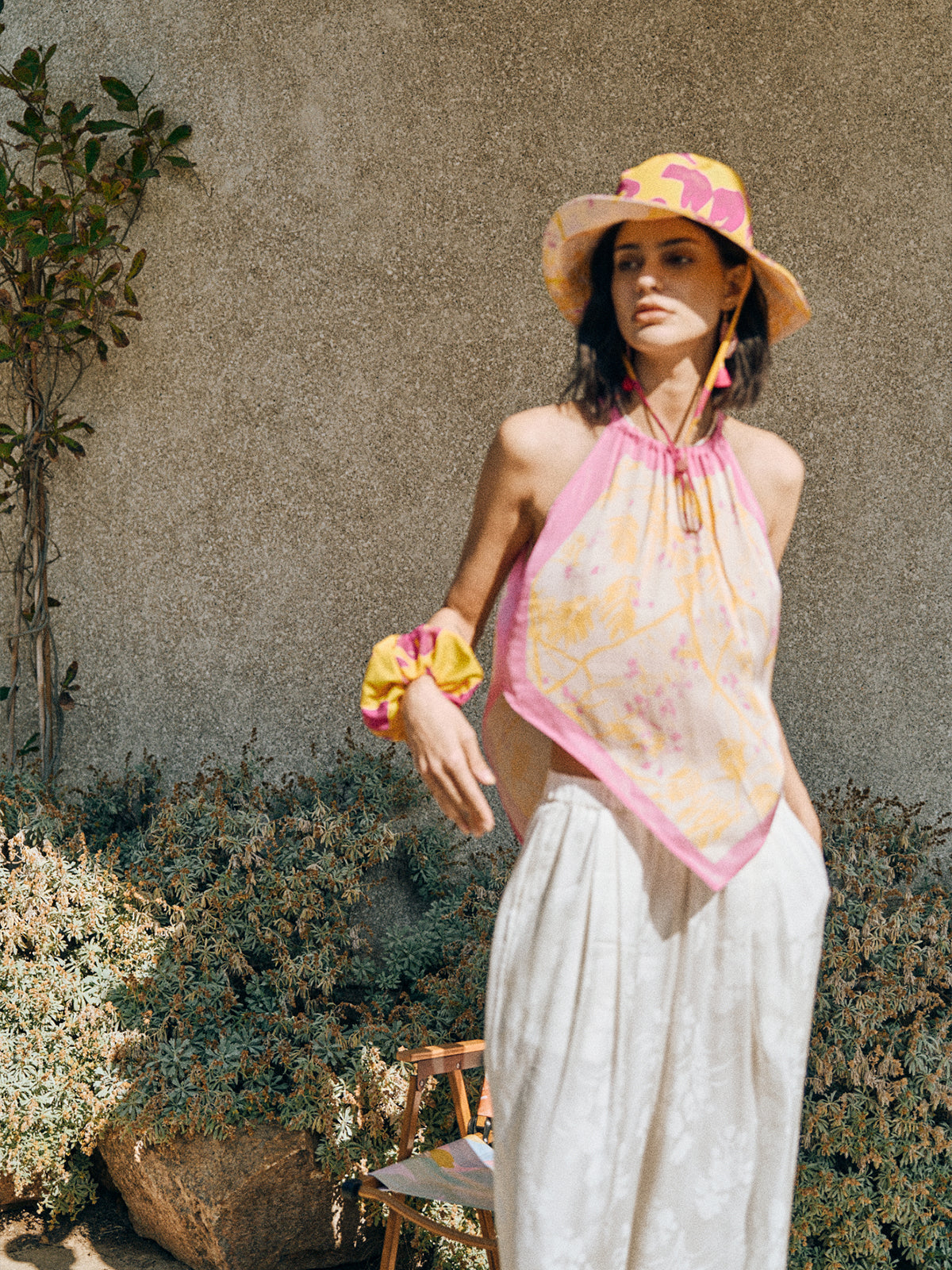 "Tropical Bliss" Reversible Sun Hat - Golden Hour - Yellow - LOST PATTERN Hats