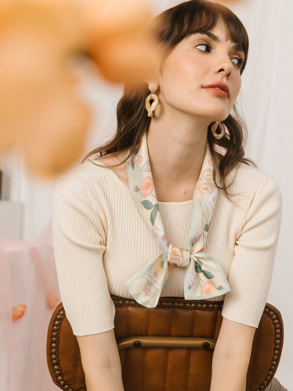 "Wonderland" Silk Twill Neck Bow - Pastel Green