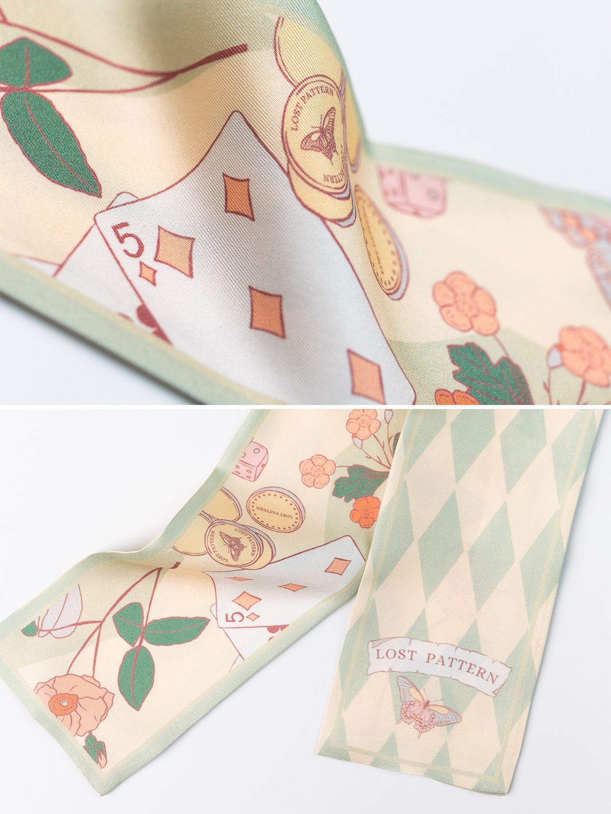 "Wonderland" Silk Twill Neck Bow - Pastel Green