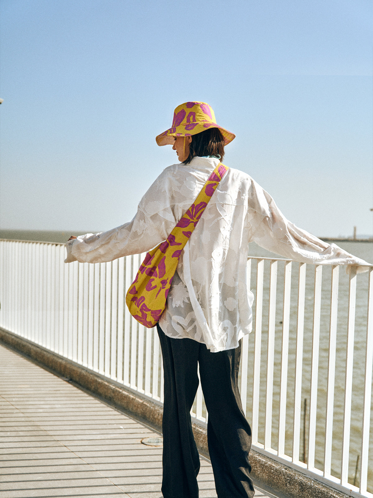 “Tropical Bliss” Hobo Crossbody Bag - Golden Hour - Yellow - LOST PATTERN Tote Bag