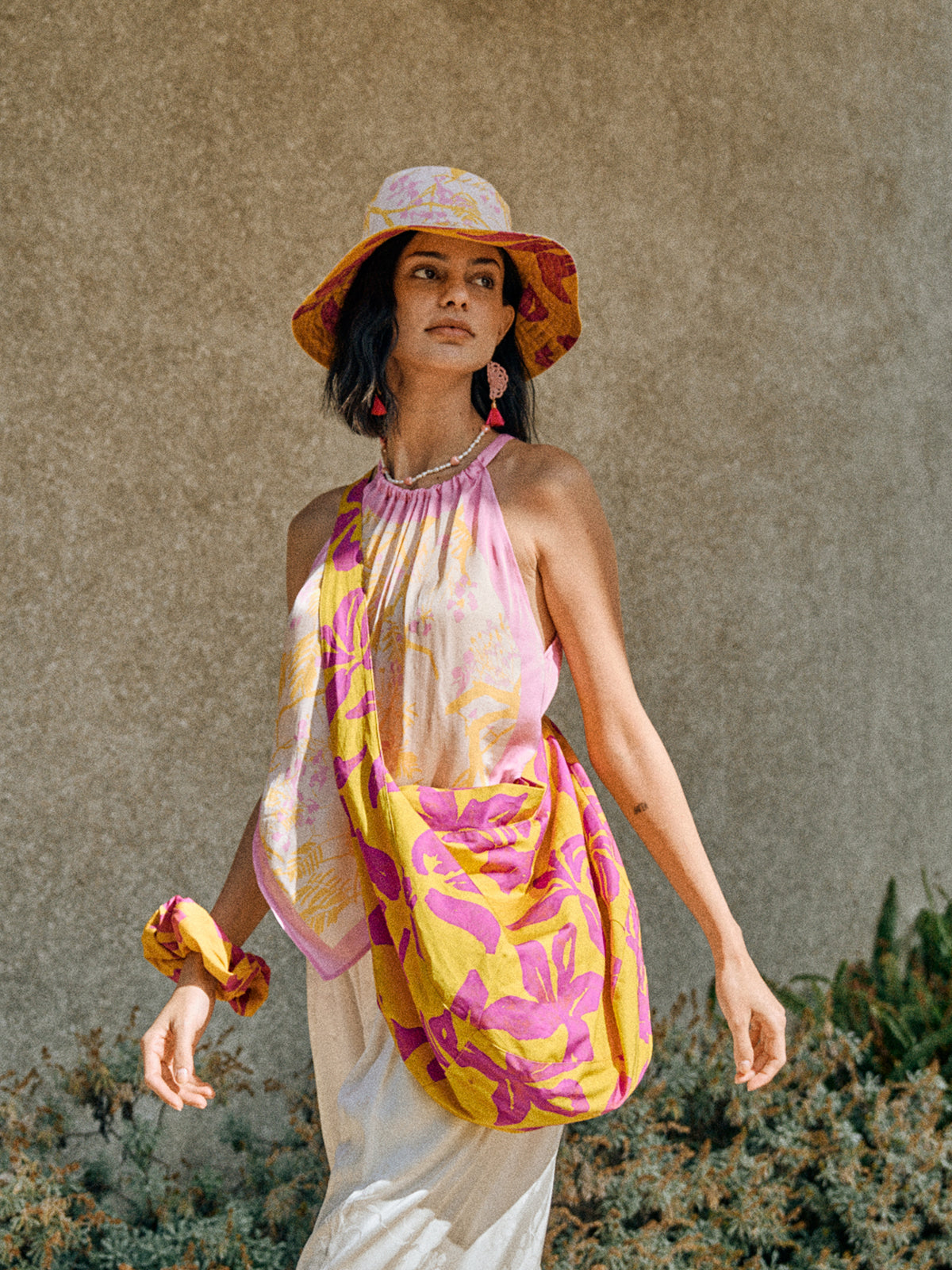 “Tropical Bliss” Hobo Crossbody Bag - Golden Hour - Yellow - LOST PATTERN Tote Bag