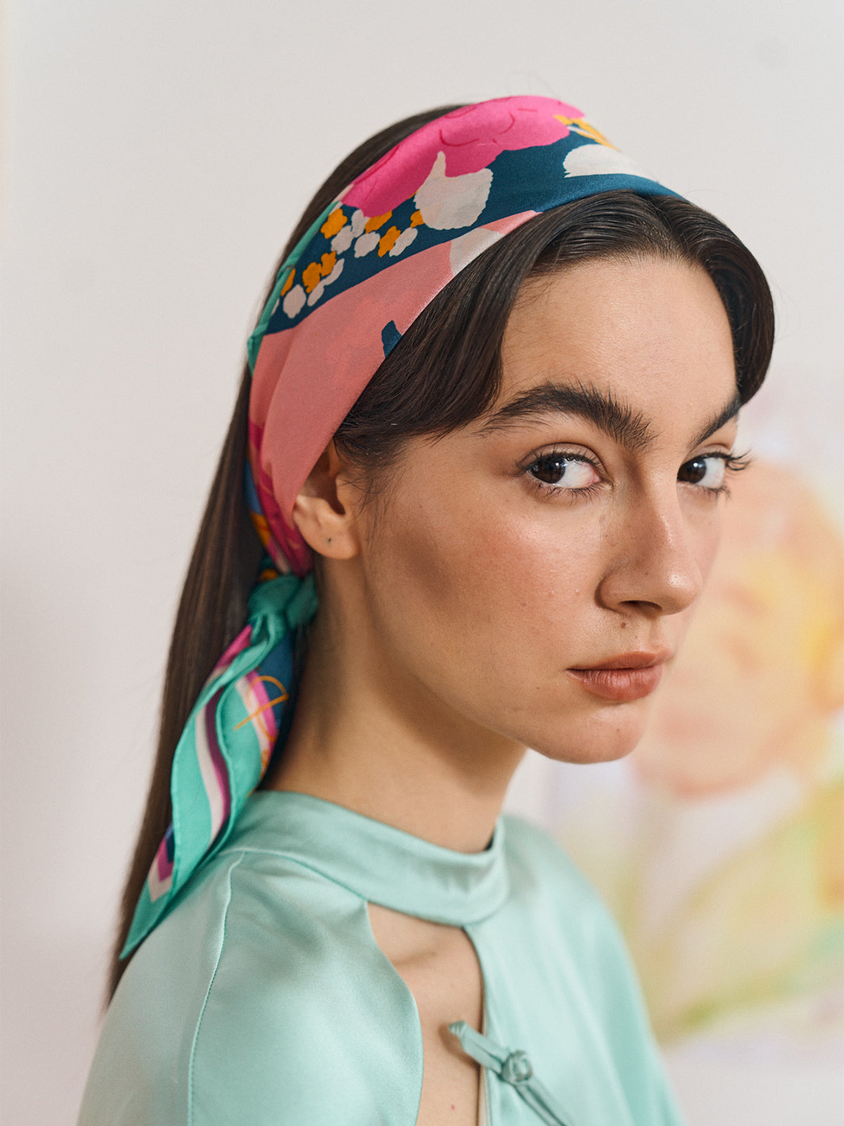 FRIDA x LOST PATTERN "Frida's Garden" Silk Bandana Scarf - Purple - Purple - LOST PATTERN Silk Square Scarf