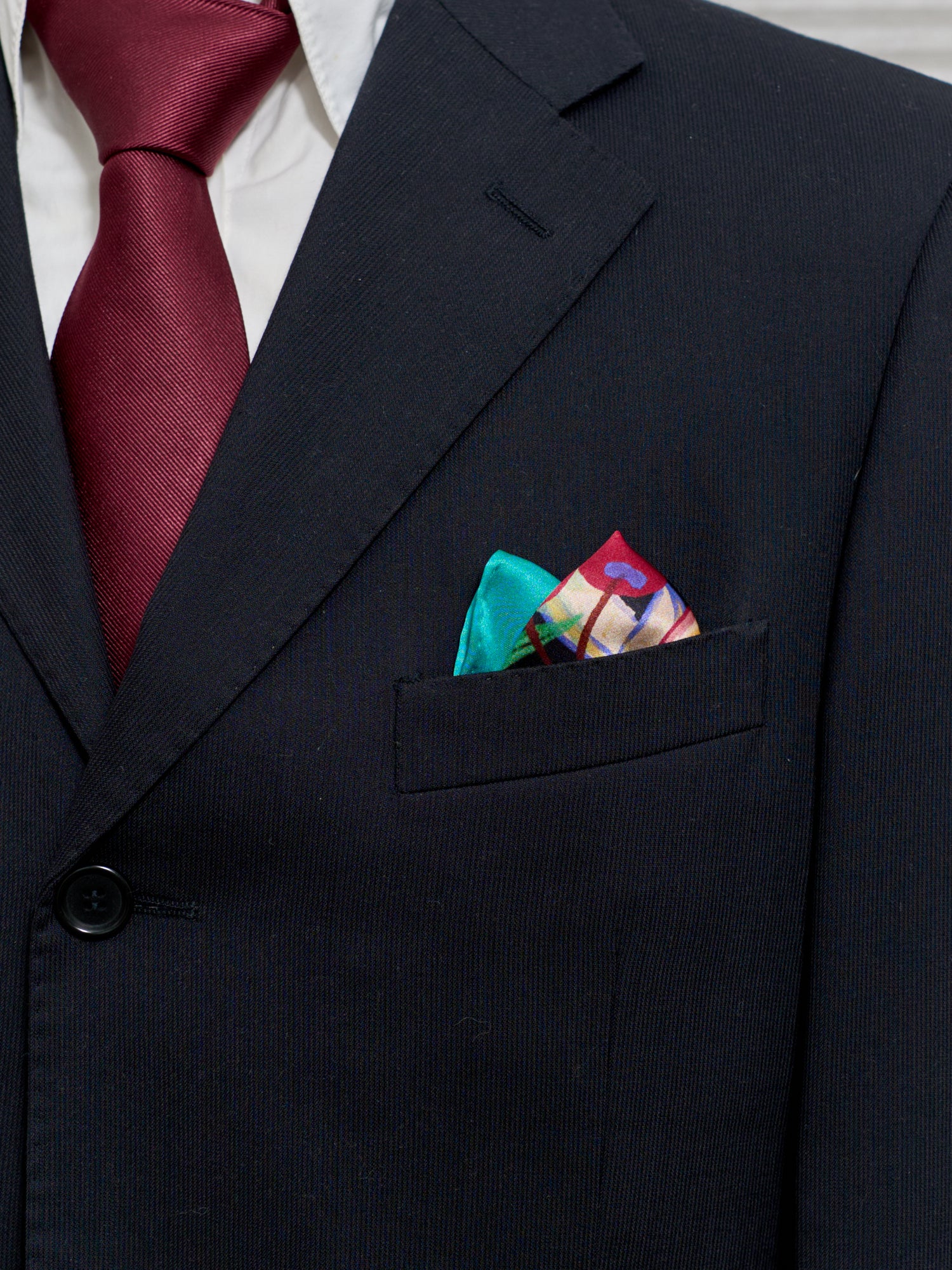 "Party Time" Silk Pocket Square - Deep Blue - LOST PATTERN Silk Pocket Square