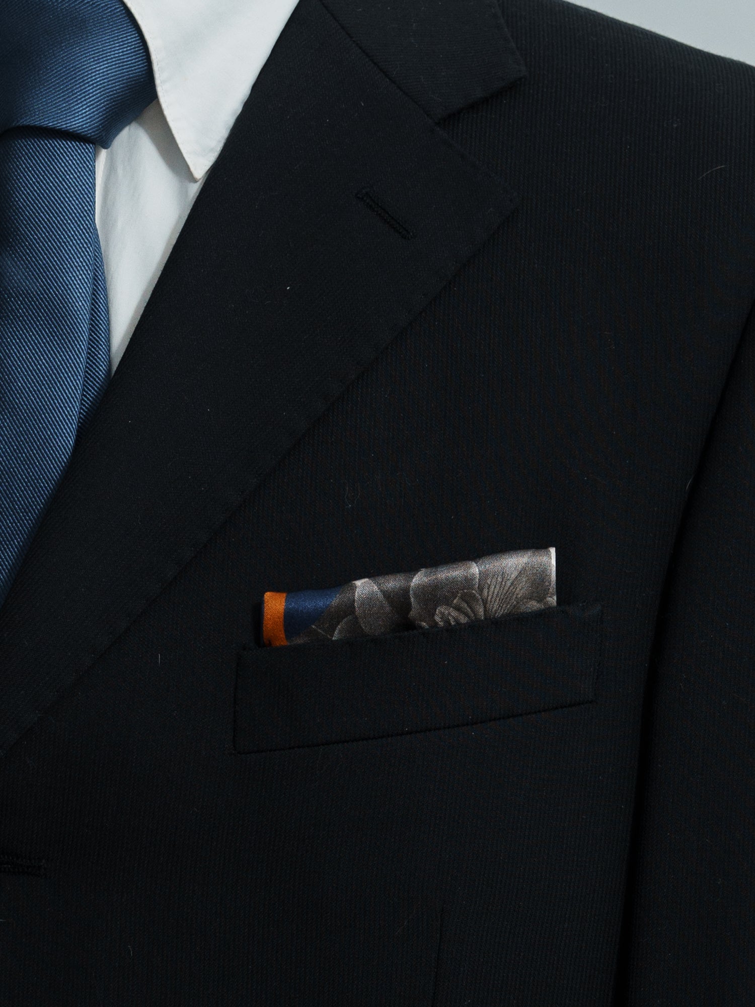 "Noir Floral" Silk Pocket Square - Caramel - LOST PATTERN Silk Pocket Square