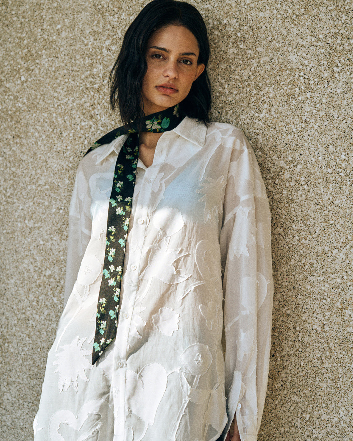 "Frida's Dream" Sheer Jacquard Long Sleeve Shirt - M - LOST PATTERN Shirt