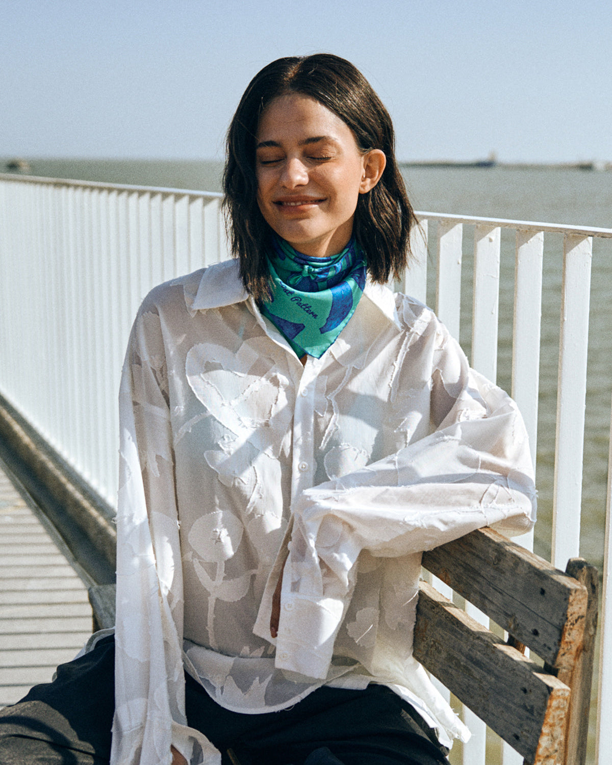 "Frida's Dream" Sheer Jacquard Long Sleeve Shirt - M - LOST PATTERN Shirt