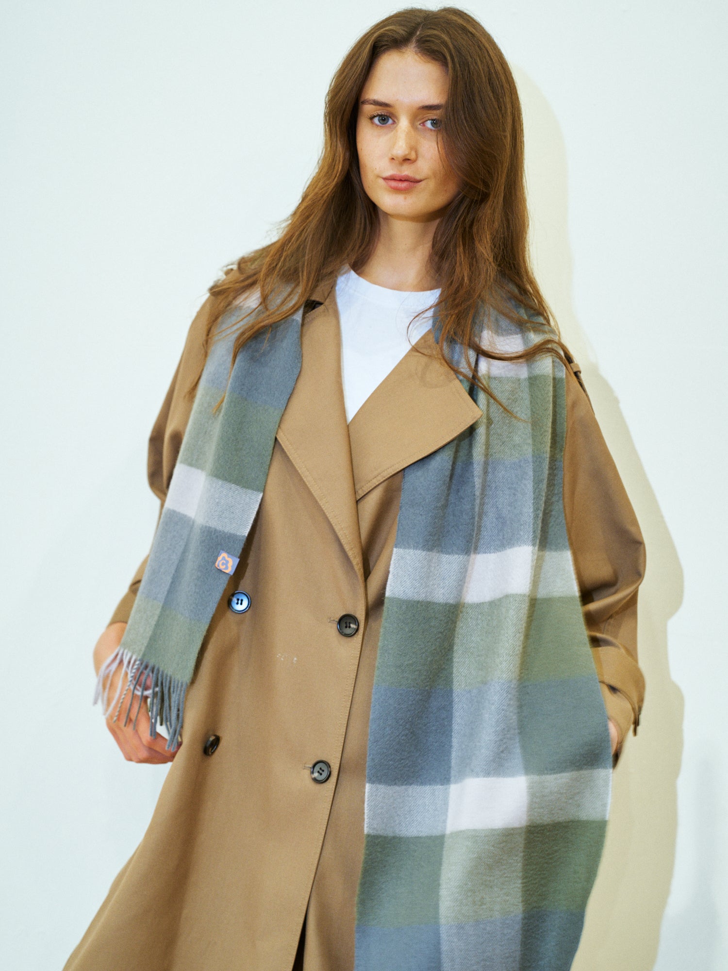"Plaid" Cashmere Scarf - Green