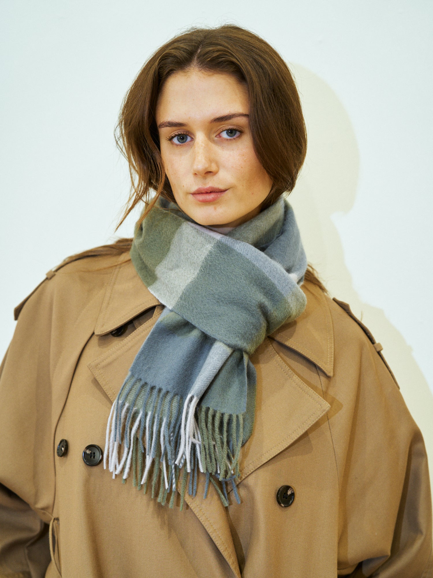 "Plaid" Cashmere Scarf - Green