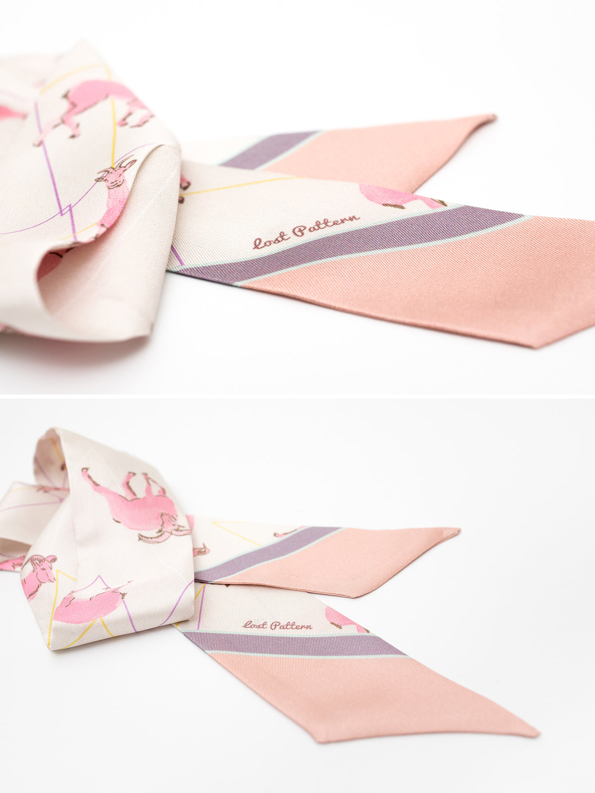 "Antelope" Silk Twill Skinny Scarf - Pink
