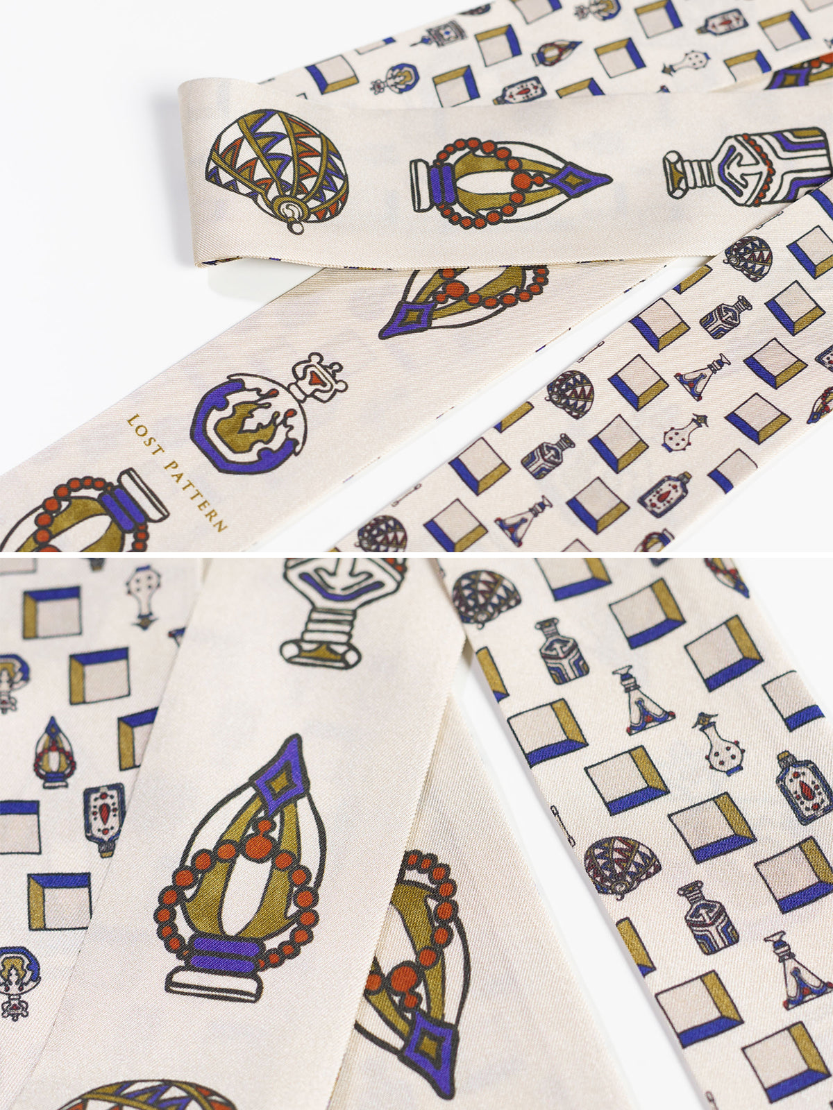 "Amora" Silk Twill Skinny Scarf - Champagne