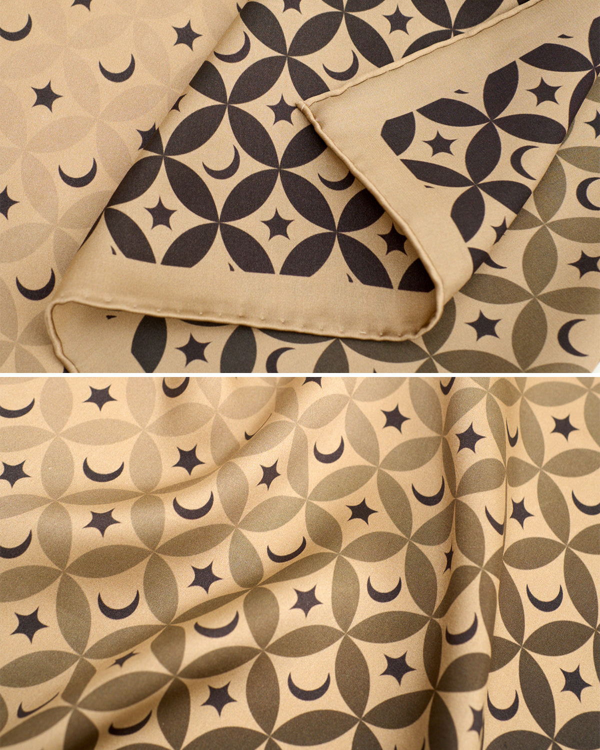 "Moonlit Stars" Silk Bandana Scarf - Gold - Golden - LOST PATTERN Silk Bandana