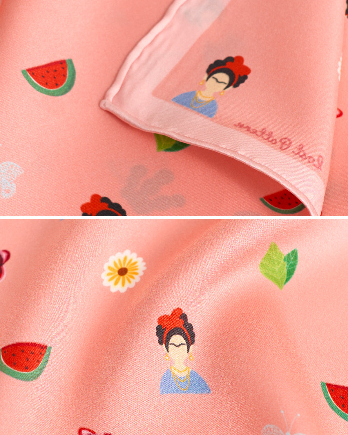 "Frida's Desert Bloom" Silk Bandana Scarf - Pink