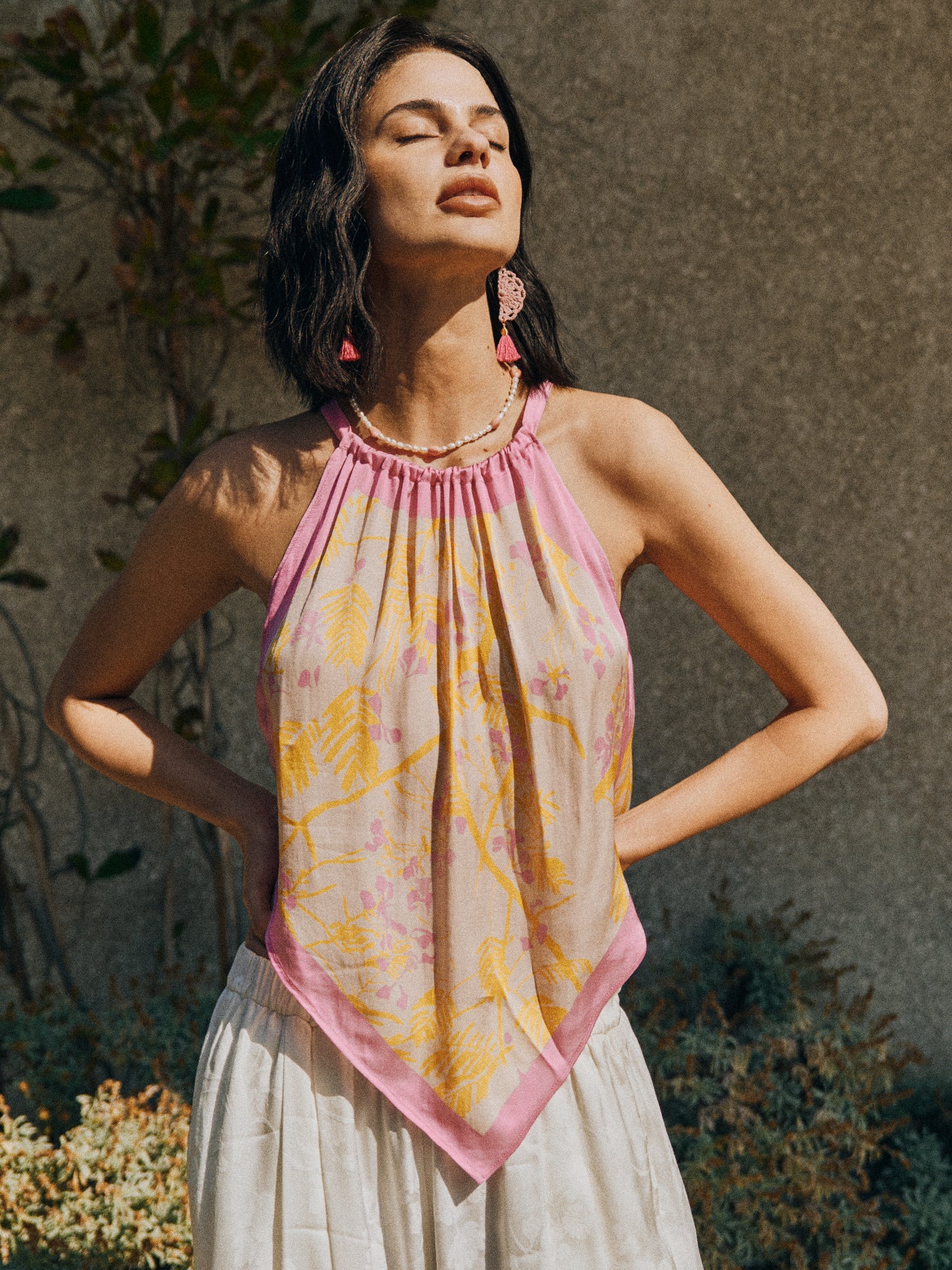 "Coco Dream" Halter Scarf Top - Yellow - S - LOST PATTERN TOP