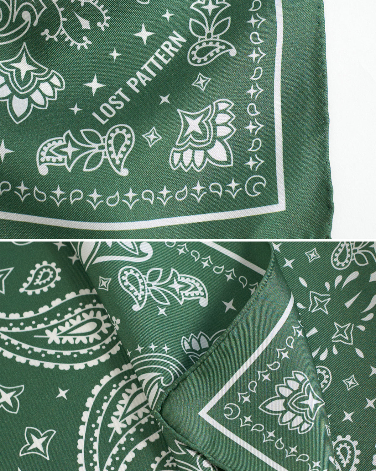 "Paisley" Silk Bandana Scarf - Sagebrush Green
