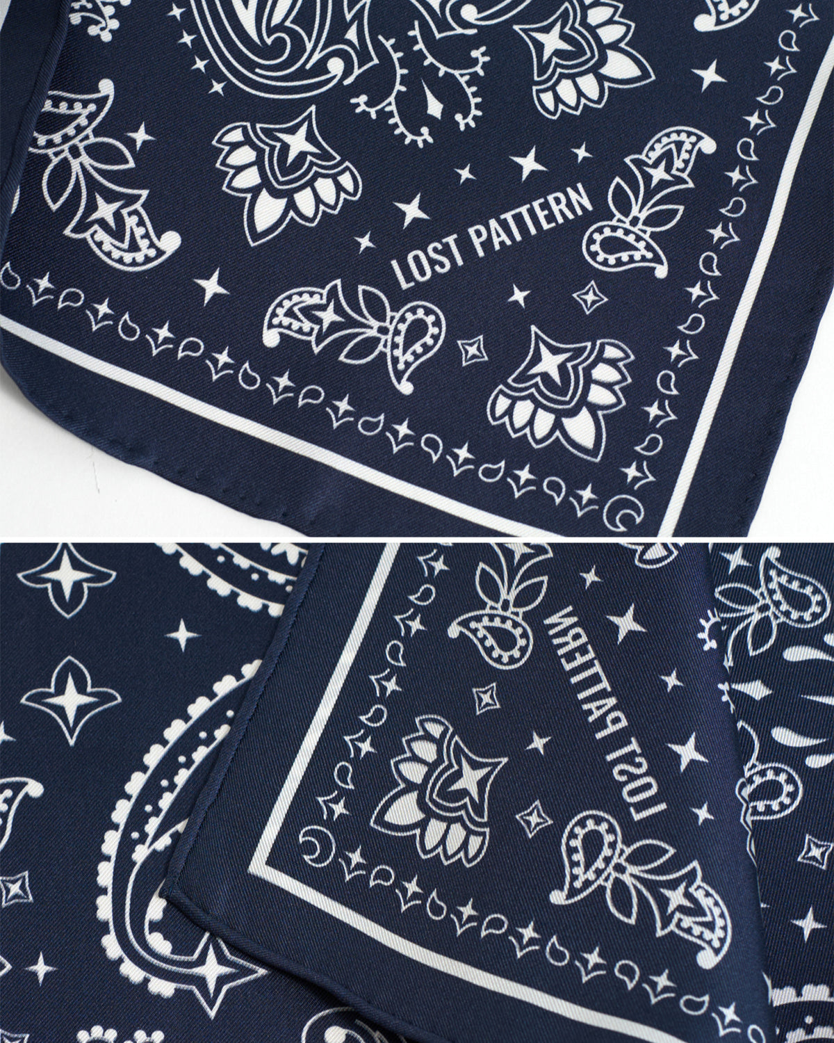 "Paisley" Silk Bandana Scarf - Midnight Blue