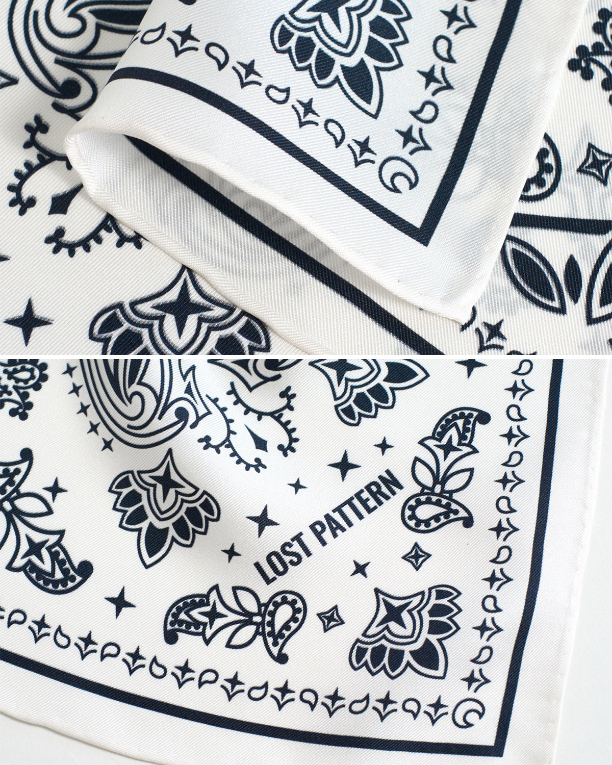 "Paisley" Silk Bandana Scarf - Moonlight White
