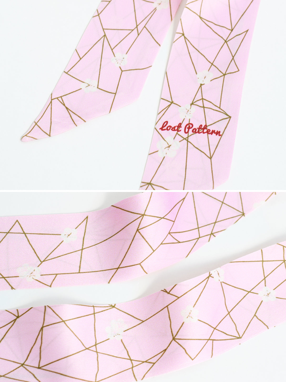 "Almond Blossom" Silk Skinny Scarf - Peach