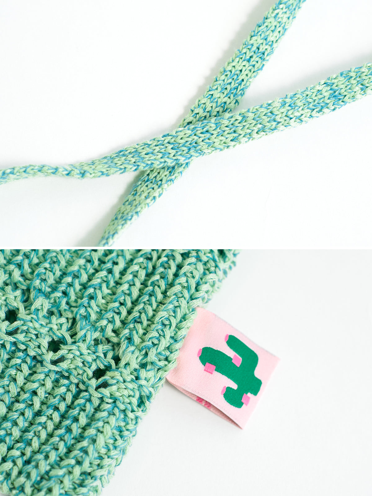 "Cactus" Crochet Crossbody Phone Bag - Peppermint